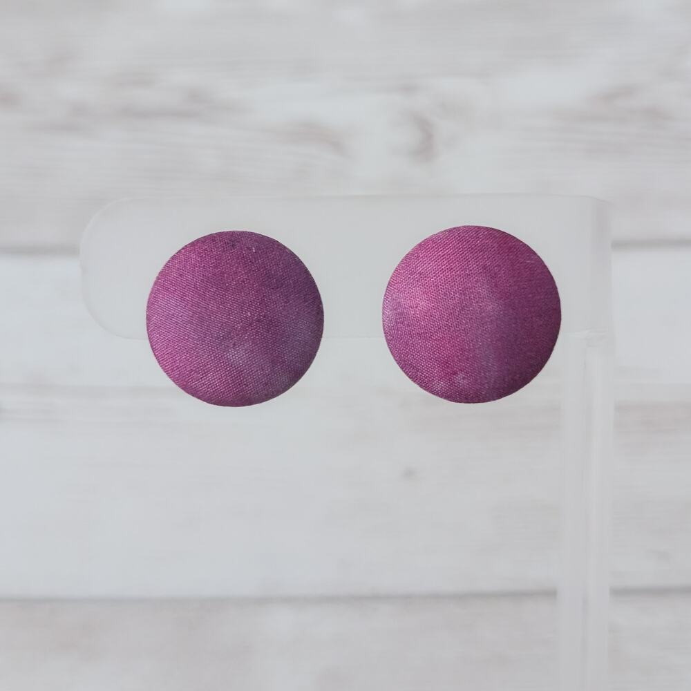 Vintage Clip On Earrings Pink Button Style - Some Discoloration